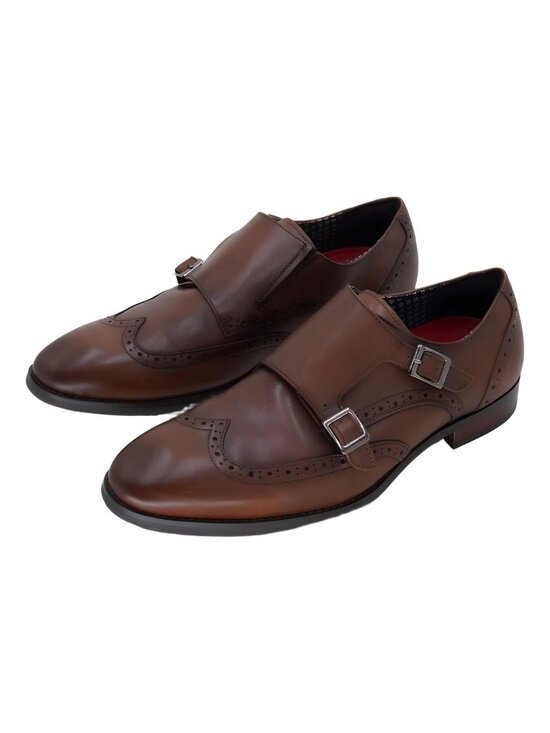 Stacy Adams Karson Wingtip Double-Monk Dress Shoes Cognac Brown Sz US 10 EU 43